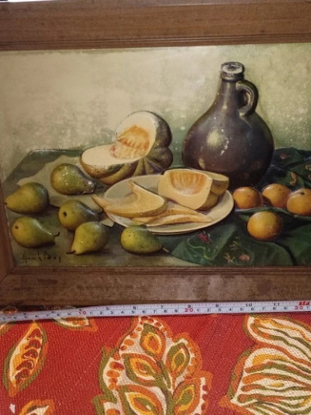 Framed Still Life Painting Brown & Green Henk Bos 1901-1979